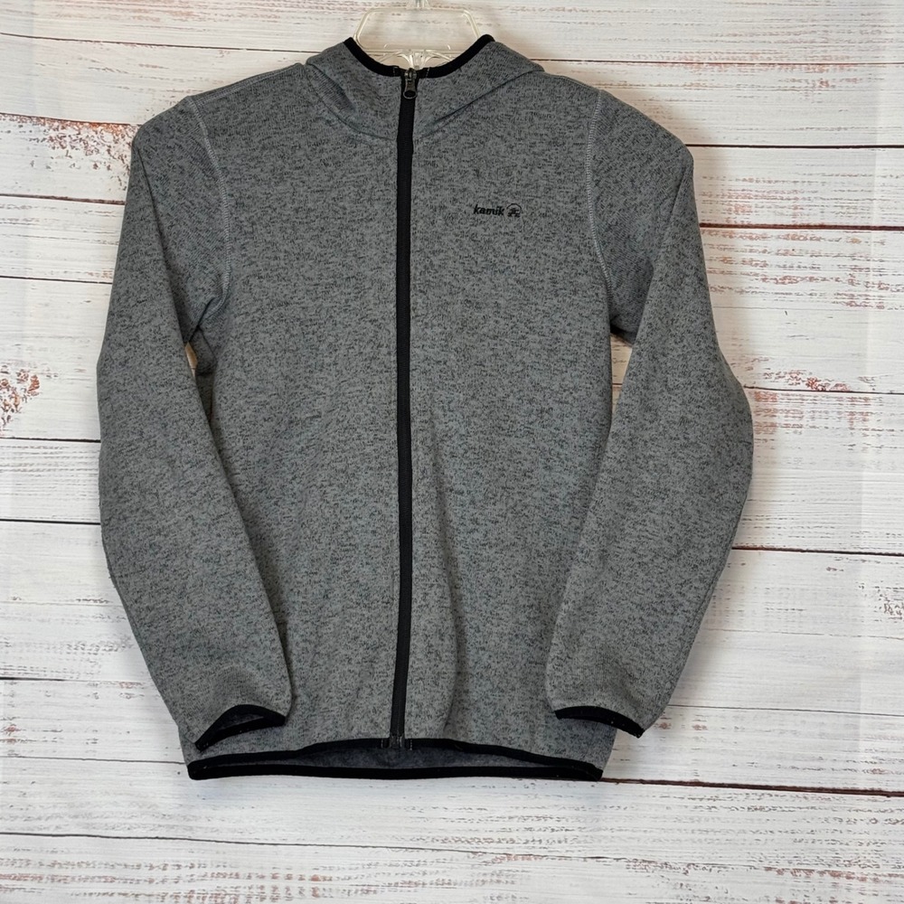 Kamik Boys Full Zip Heather Gray Fleece Hoodie Jacket Size‎ 16